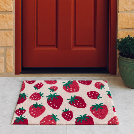 Anti-Skid Fur Door Mat [20in x 32in] | Strawberry Print