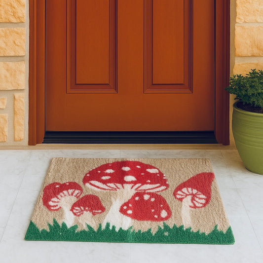 Anti-Skid Fur Door Mat [20in x 32in] | Mushroom Printed