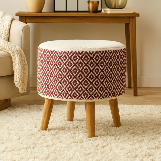 Ottoman Stool | Maroon Diamond Design